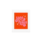 Yee Haw - Pink on Orange Art Print Gallery Image 1