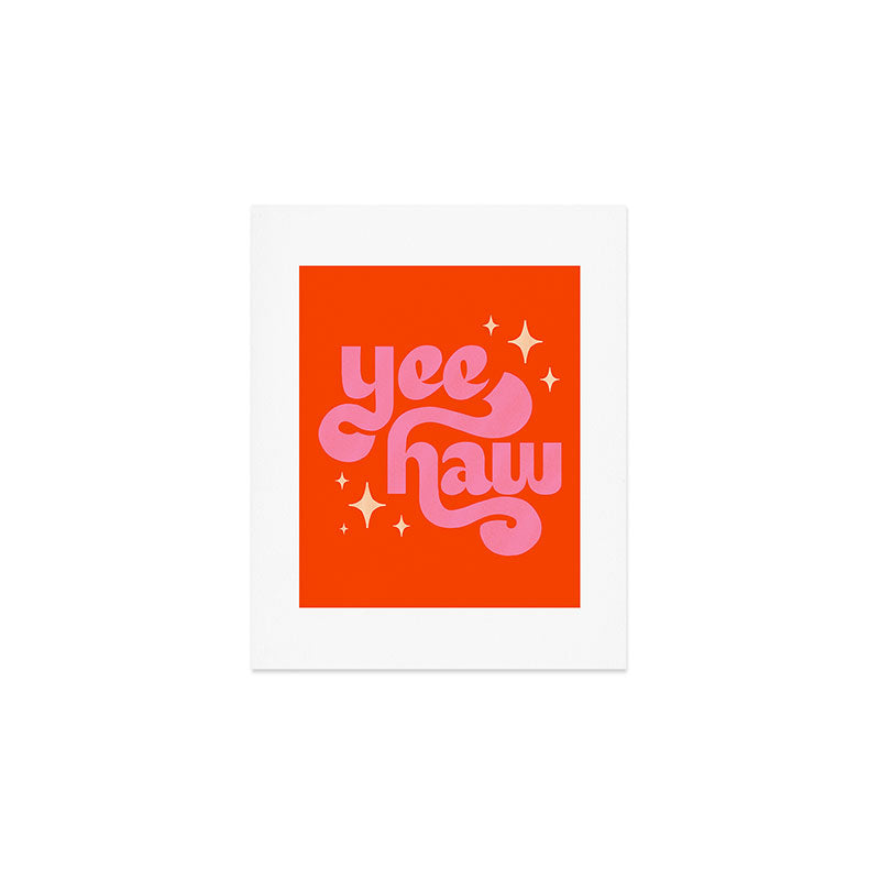 Yee Haw - Pink on Orange Art Print Gallery Image 1