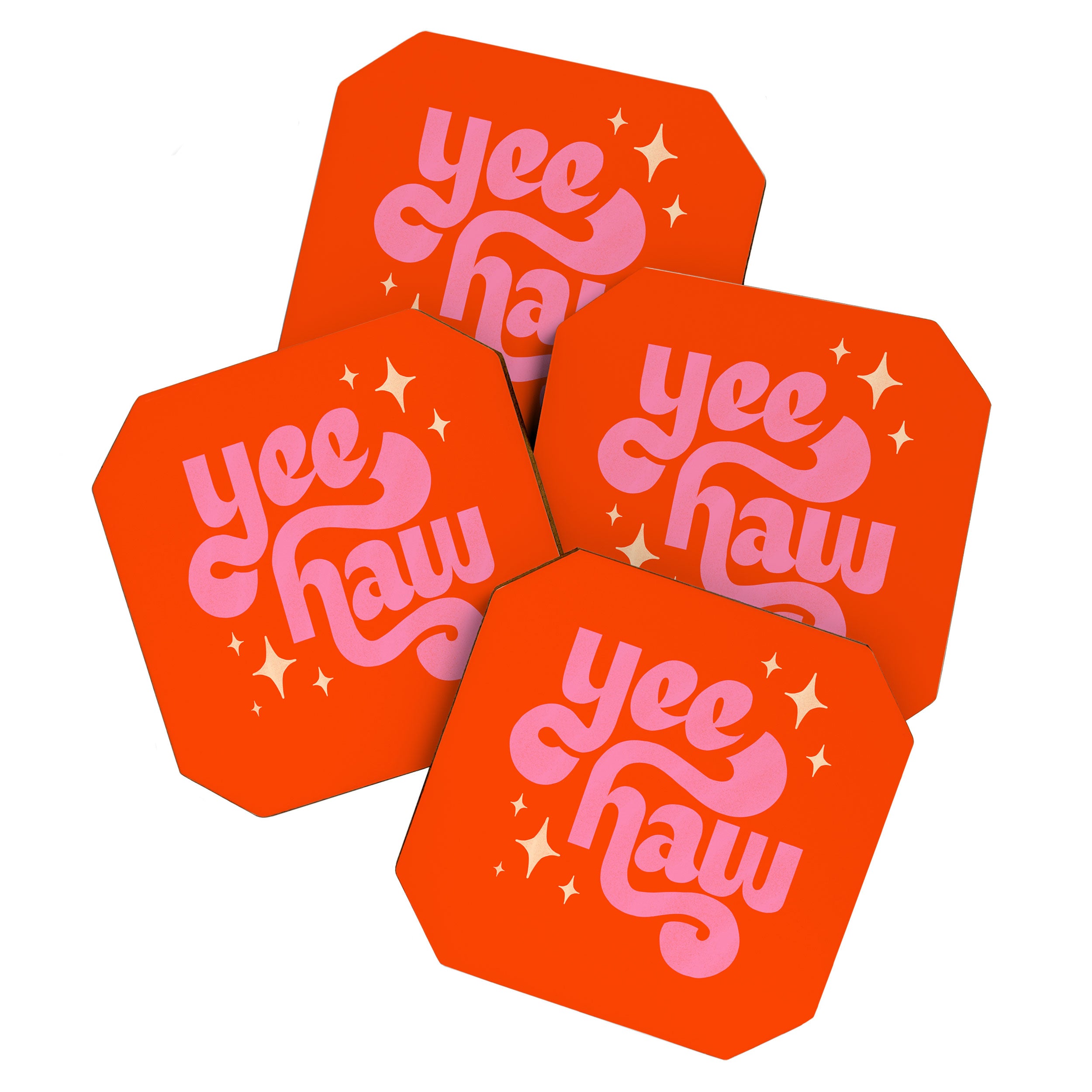 Yee Haw - Pink on Orange Coaster Gallery Image 1
