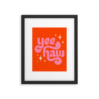 Yee Haw - Pink on Orange Framed Art Print Gallery Image 5