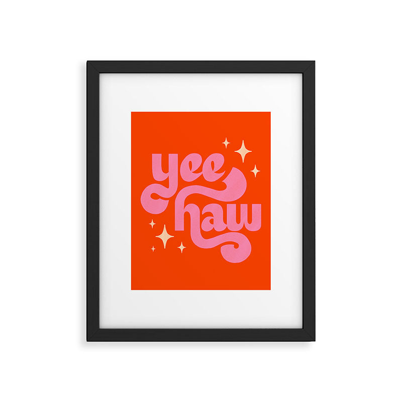 Yee Haw - Pink on Orange Framed Art Print Gallery Image 5
