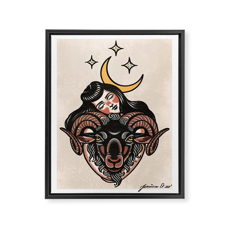 Kiss the goat Framed Canvas Print Gallery Image 6