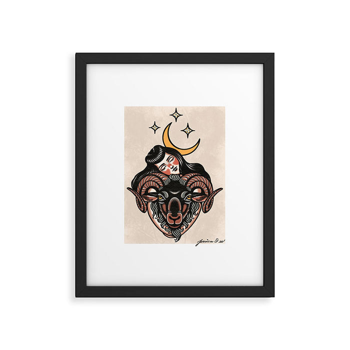 Kiss the goat Framed Art Print Gallery Image 1