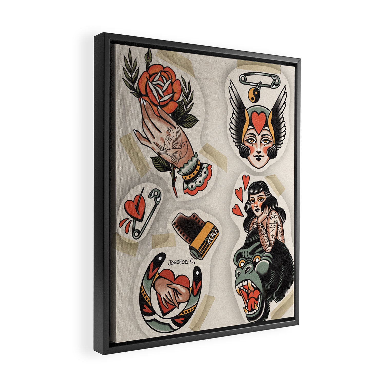 Tattoo flash Framed Canvas Print Gallery Image 2