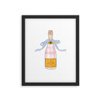 Pink Gingham Preppy Painted Champagne Bottle Framed Art Print Gallery Image 5