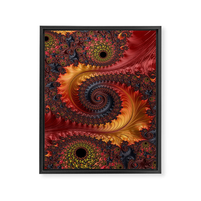 Feathery Flow - Red Fractal Art Framed Canvas Print Gallery Image 1