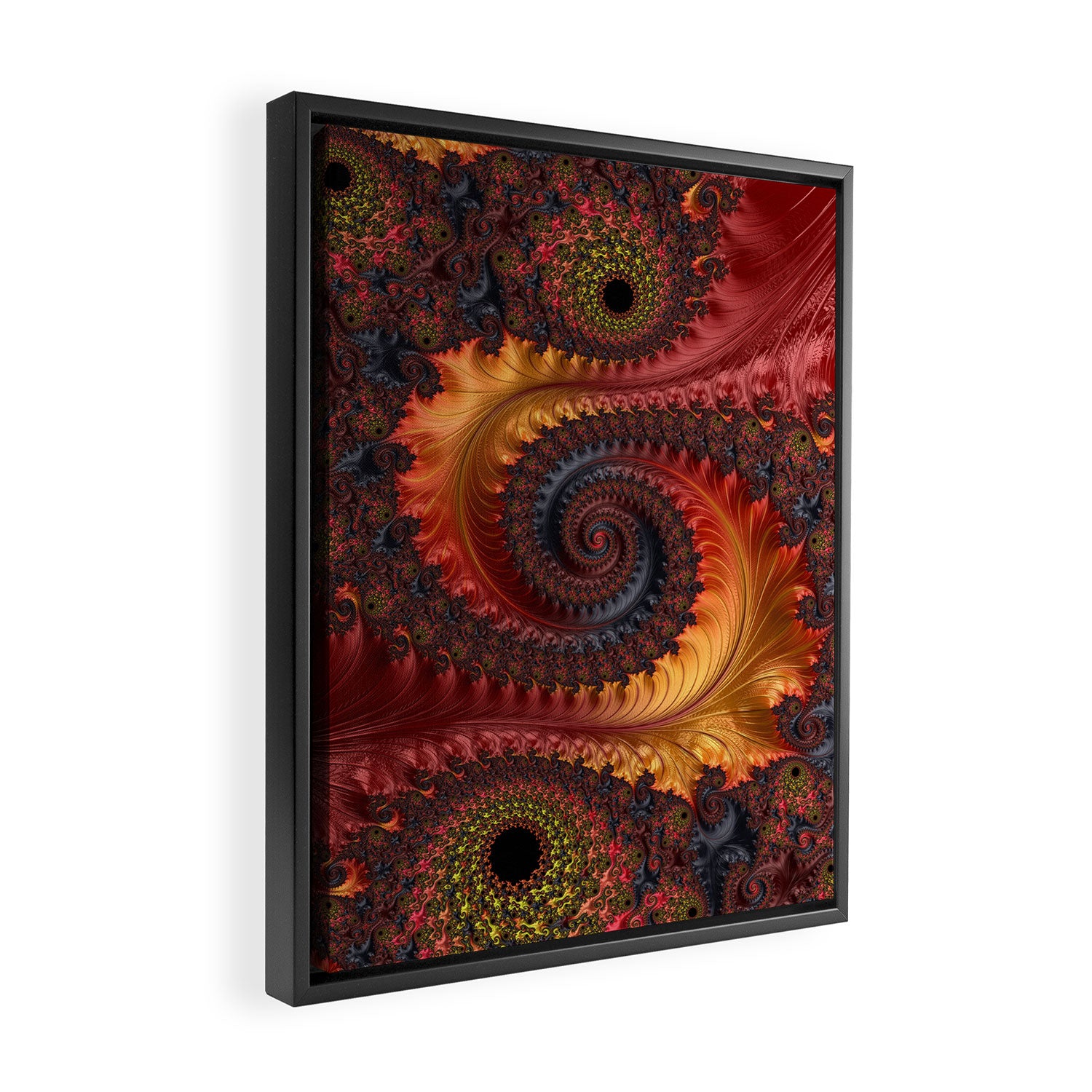Feathery Flow - Red Fractal Art Framed Canvas Print Gallery Image 2
