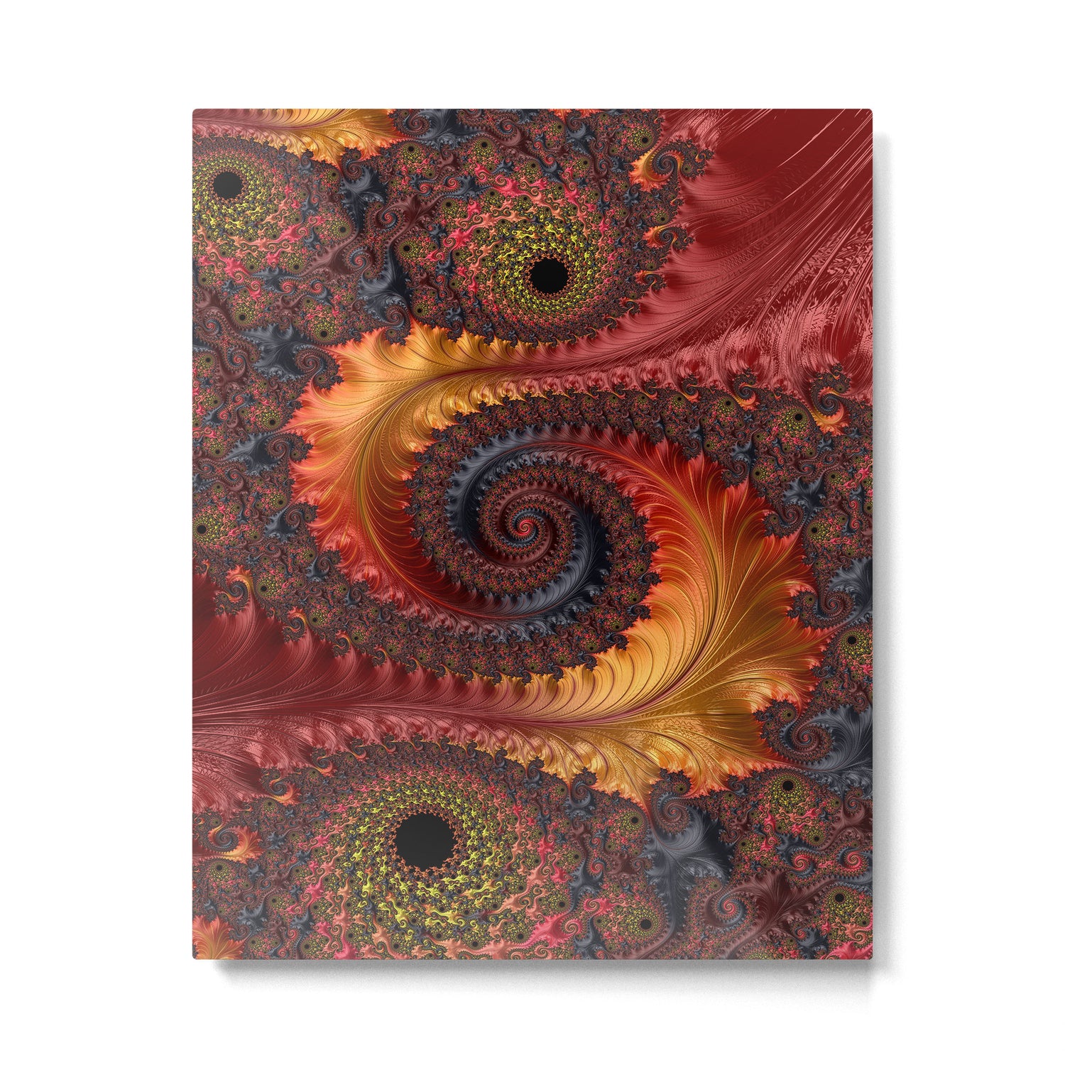 Feathery Flow - Red Fractal Art Metal Print Gallery Image 4
