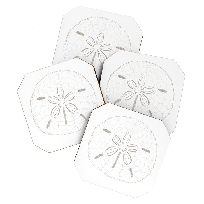 Sand Dollar Dreams - Brown on White Coaster Gallery Image 1