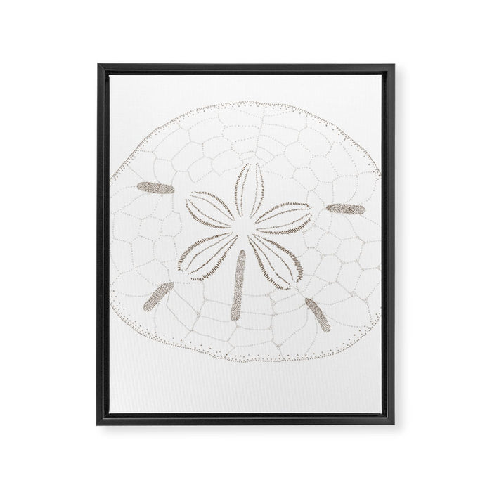 Sand Dollar Dreams - Brown on White Framed Canvas Print Gallery Image 1