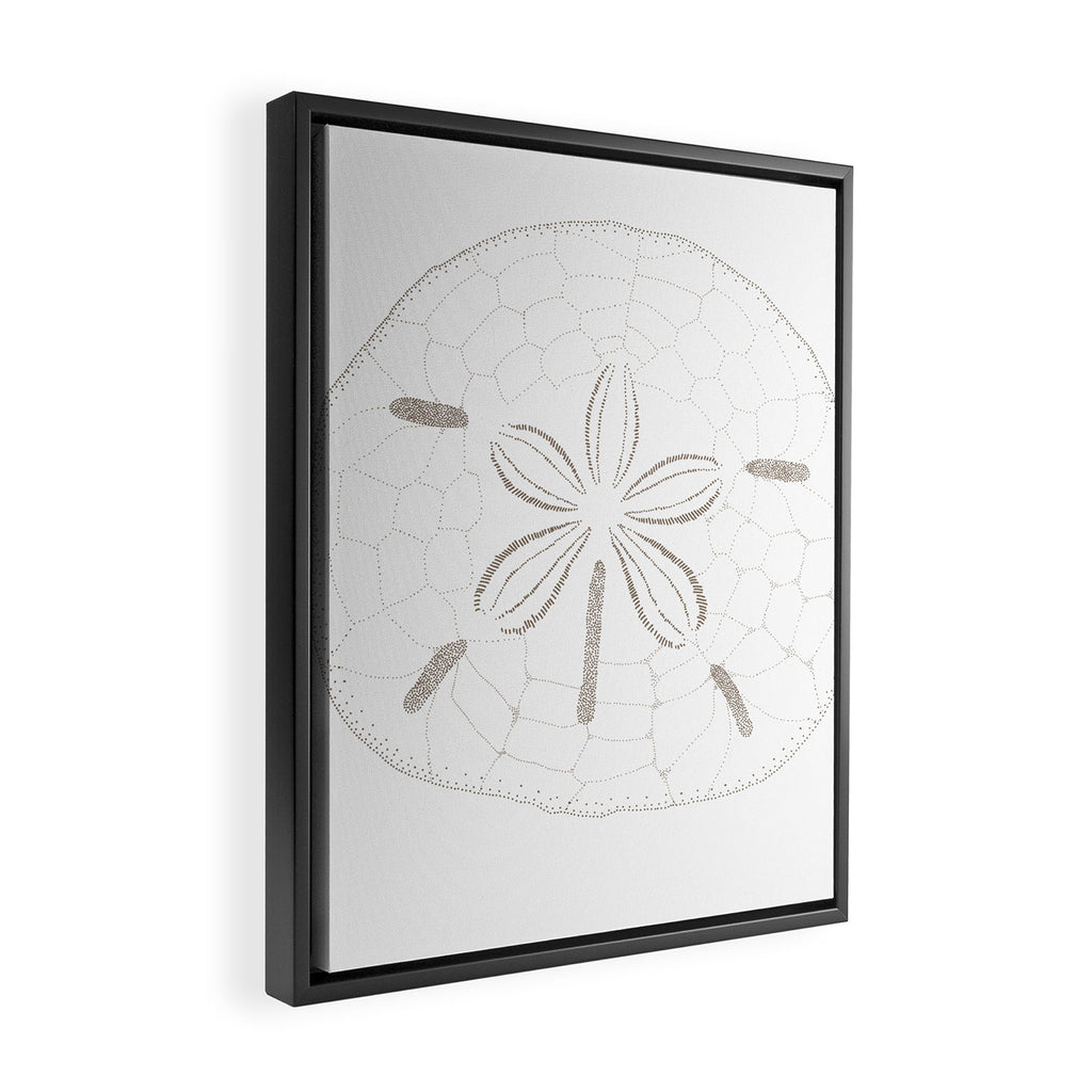Sand Dollar Dreams - Brown on White Framed Canvas Print Gallery Image 2