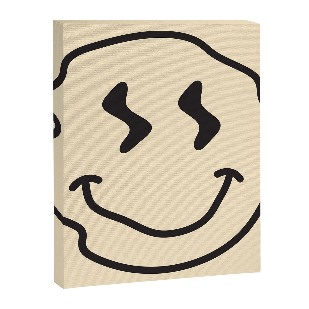 Wonky Smiley Face - Black and Cream Canvas Print Gallery Image 8