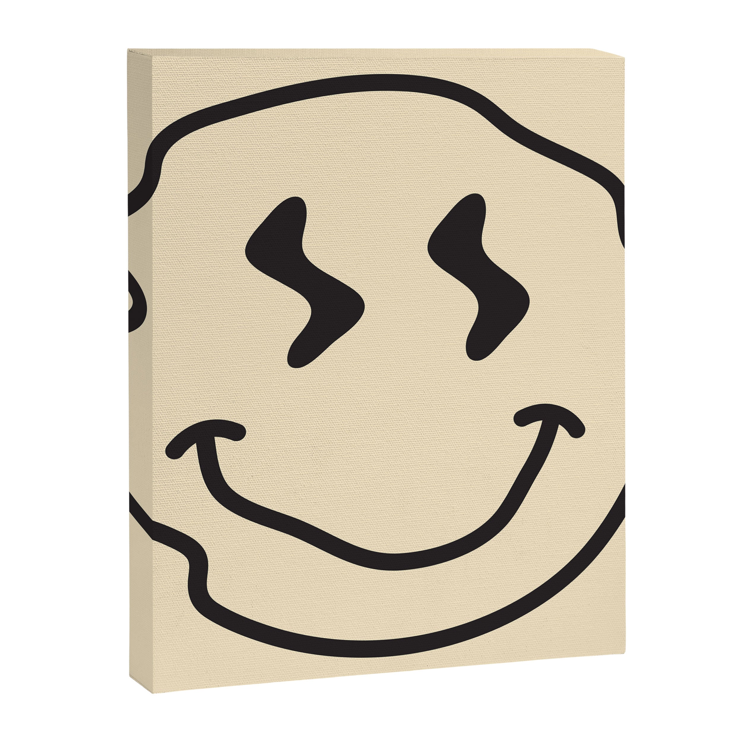 Wonky Smiley Face - Black and Cream Canvas Print Gallery Image 8