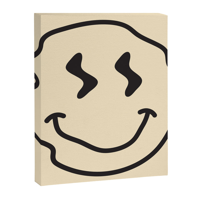 Wonky Smiley Face - Black and Cream Canvas Print Gallery Image 1