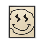 Wonky Smiley Face - Black and Cream Framed Canvas Print Gallery Image 8