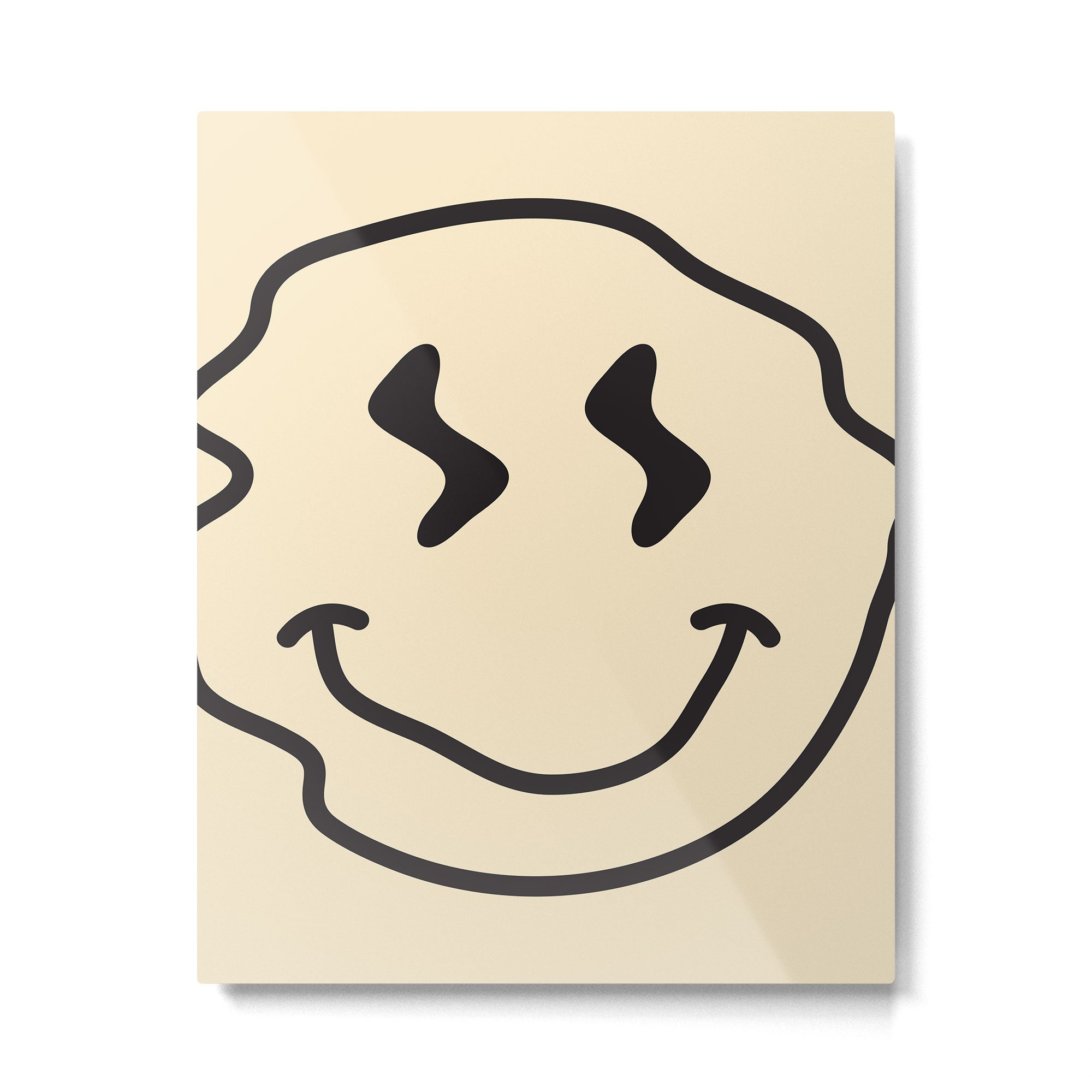 Wonky Smiley Face - Black and Cream Metal Print Gallery Image 6
