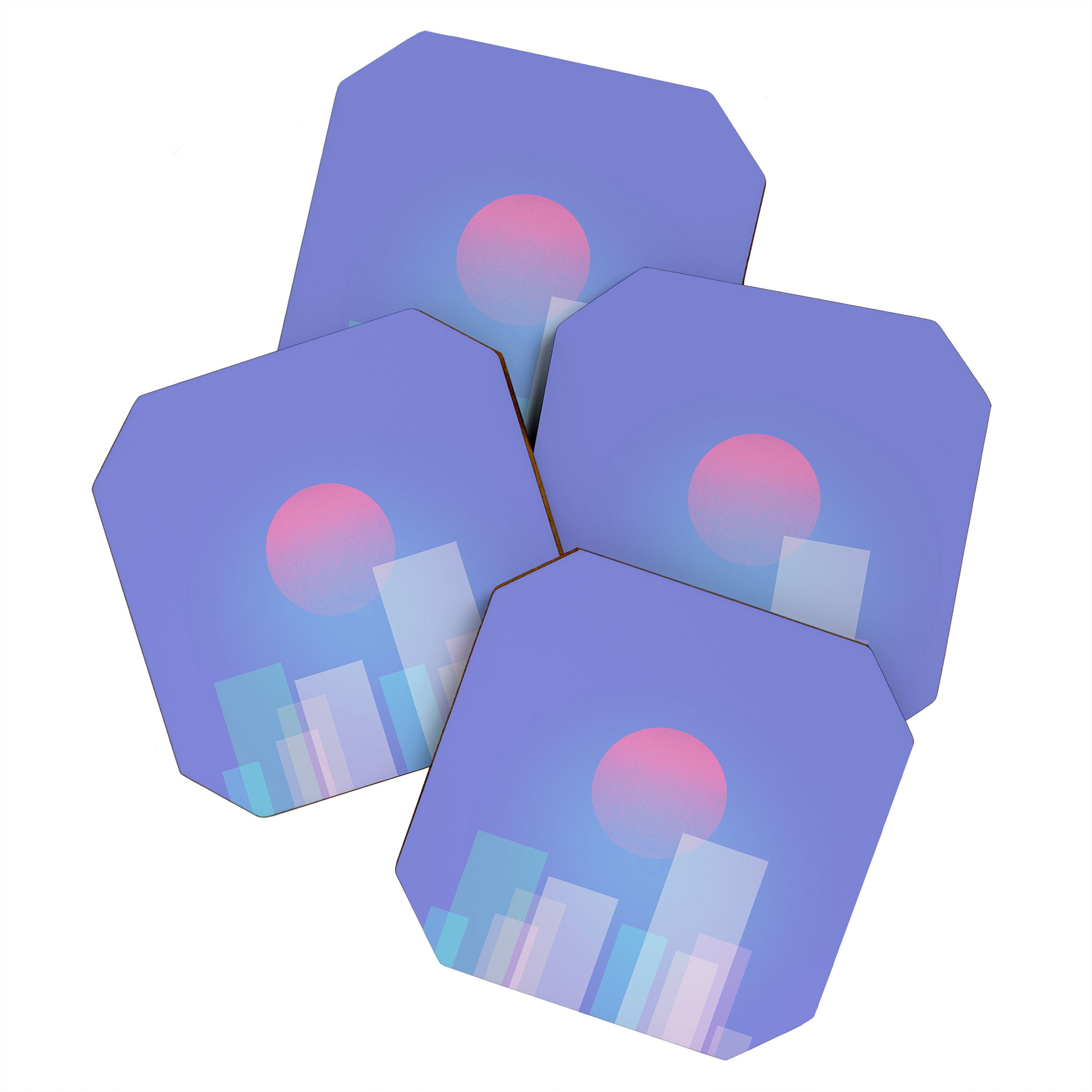 Abstract geometric pixel city 6 Coaster Gallery Image 1
