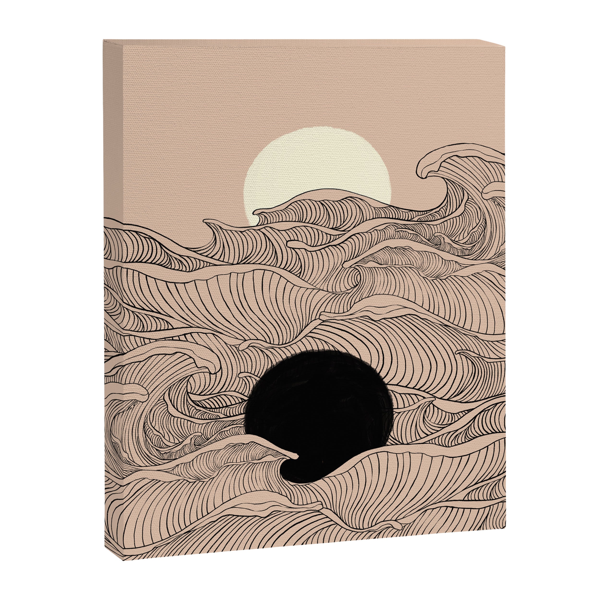 Abstract landscape yin yang moon & sun ocean wave  Canvas Print Gallery Image 8