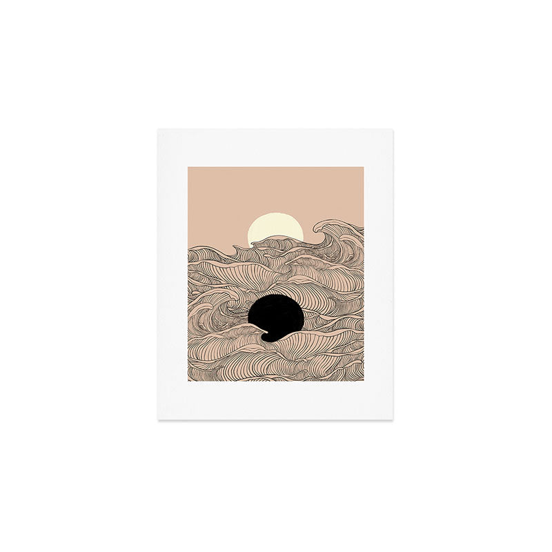 Abstract landscape yin yang moon & sun ocean wave  Art Print Gallery Image 1