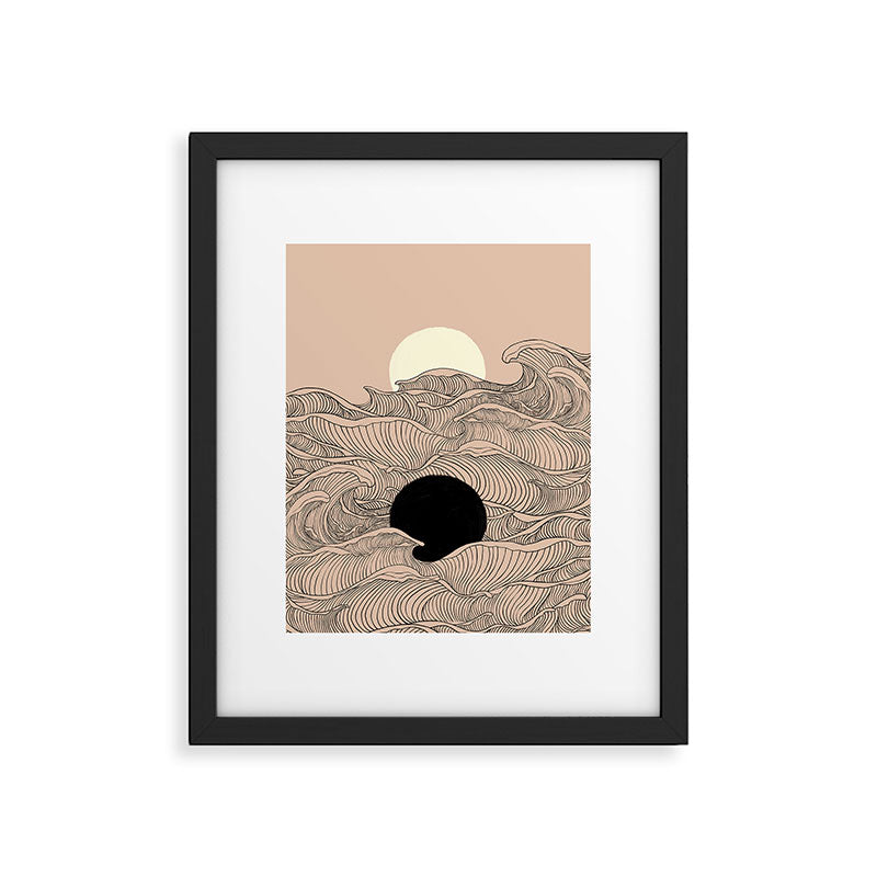 Abstract landscape yin yang moon & sun ocean wave  Framed Art Print Gallery Image 6