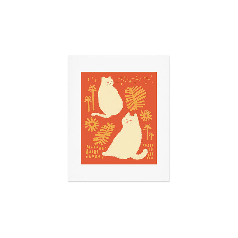Abstraction minimal cat 27red happy go lucky Art Print Gallery Image 1