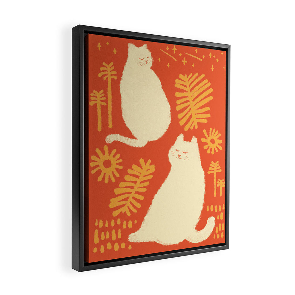 Abstraction minimal cat 27red happy go lucky Framed Canvas Print Gallery Image 2