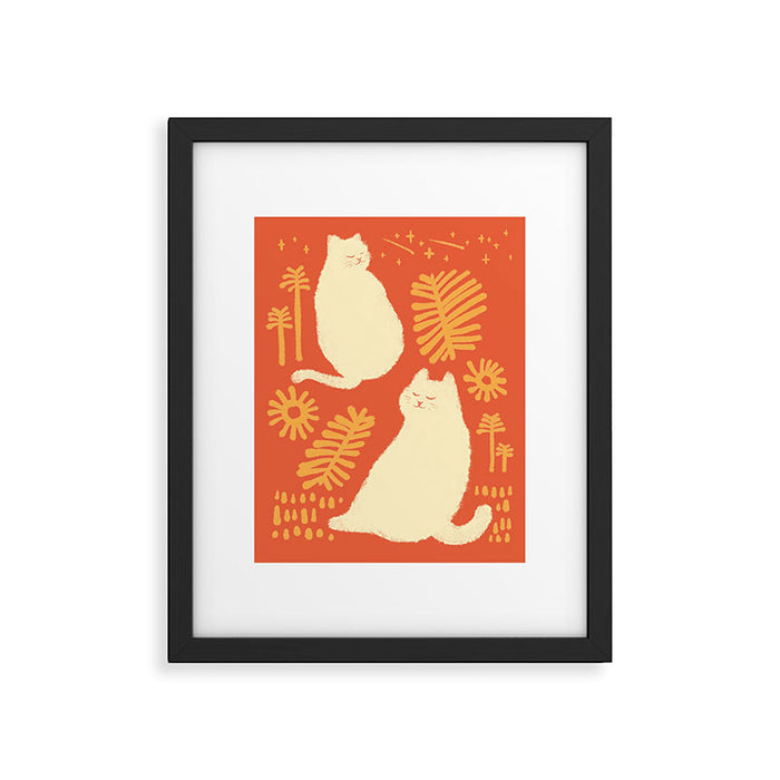 Abstraction minimal cat 27red happy go lucky Framed Art Print Gallery Image 1