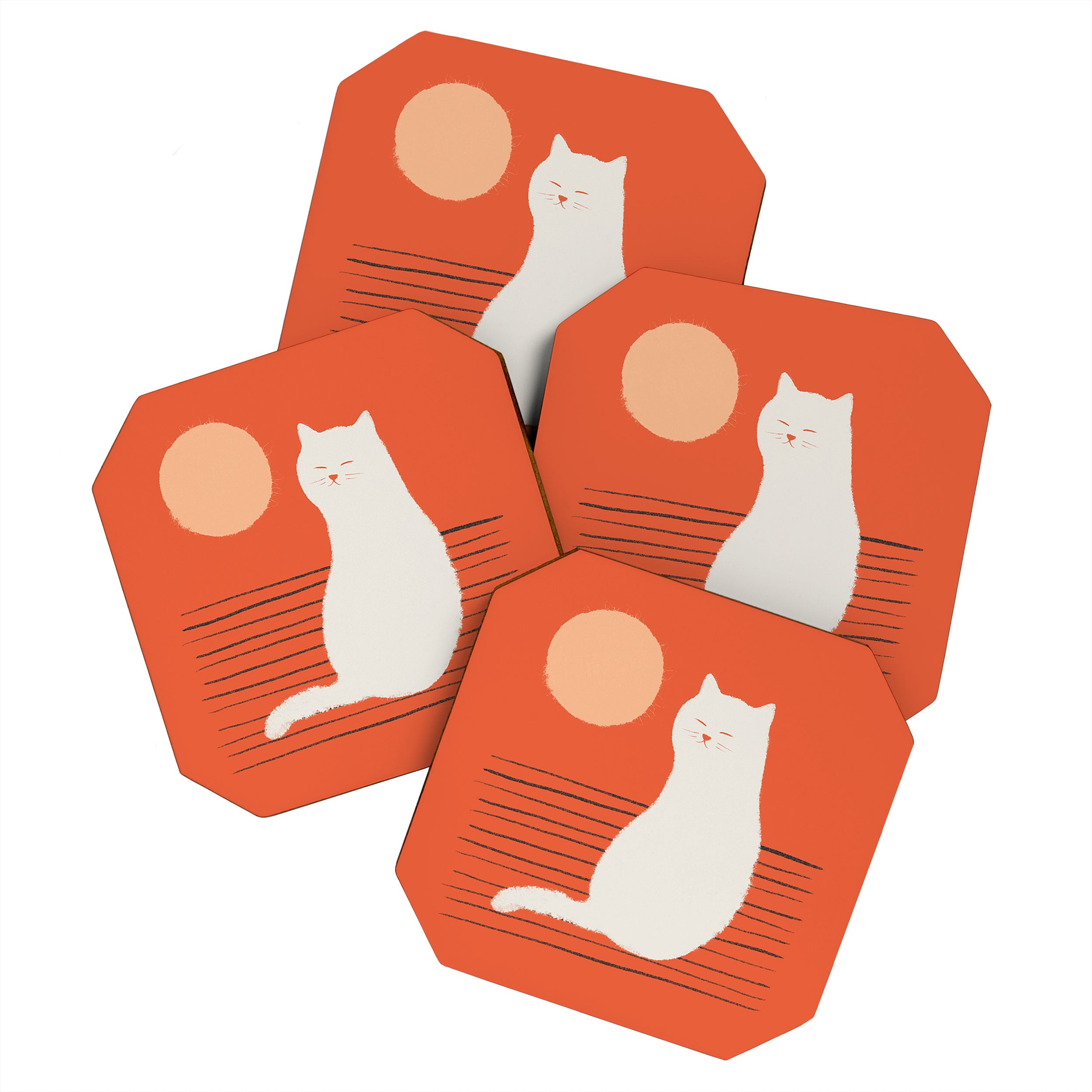 Abstraction minimal cat 31 relax day Coaster Gallery Image 1