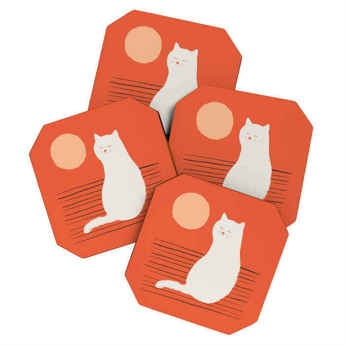 Abstraction minimal cat 31 relax day Coaster Gallery Image 1