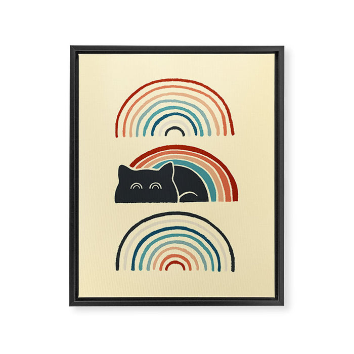 Abstraction minimal cat 8d rainbow meow Framed Canvas Print Gallery Image 1