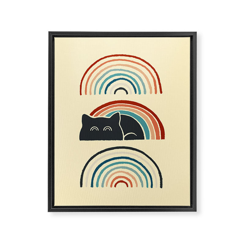 Abstraction minimal cat 8d rainbow meow Framed Canvas Print Gallery Image 8