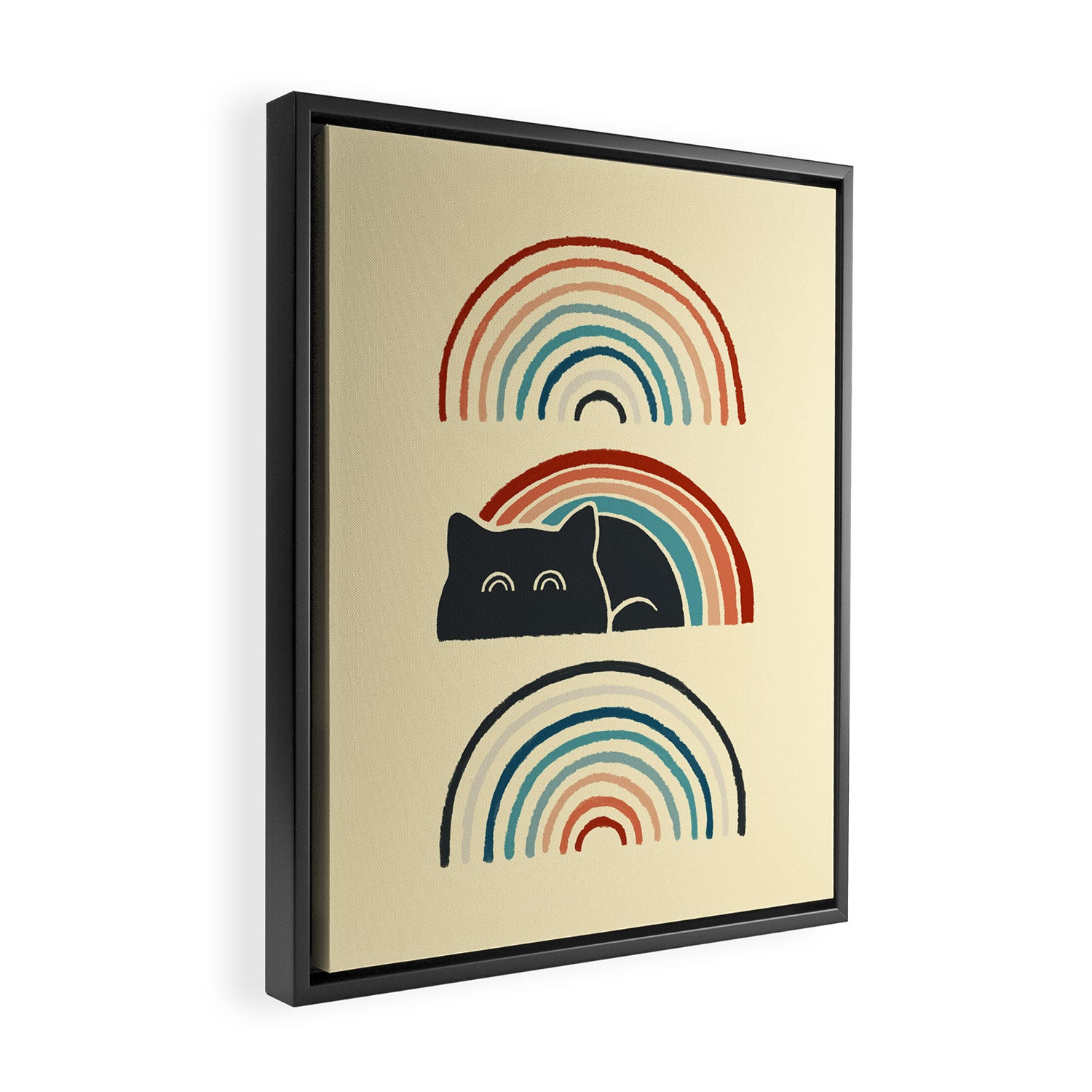 Abstraction minimal cat 8d rainbow meow Framed Canvas Print Gallery Image 2
