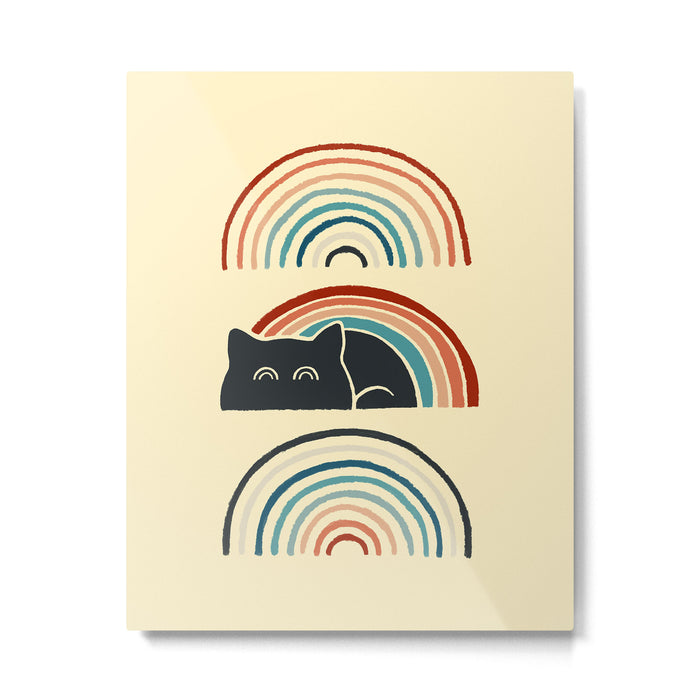 Abstraction minimal cat 8d rainbow meow Metal Print Gallery Image 1