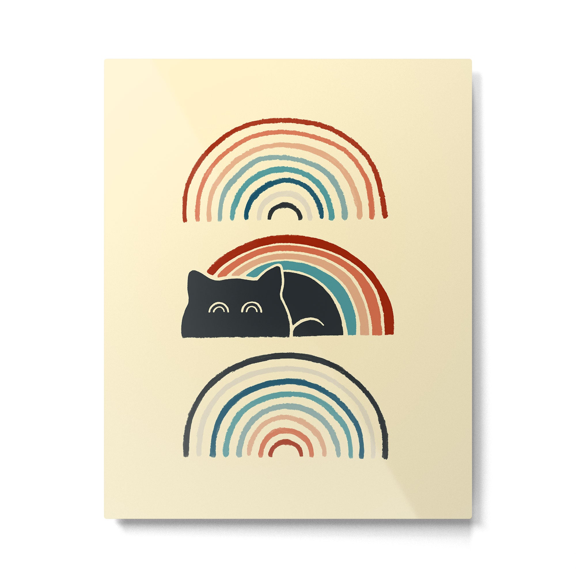 Abstraction minimal cat 8d rainbow meow Metal Print Gallery Image 6