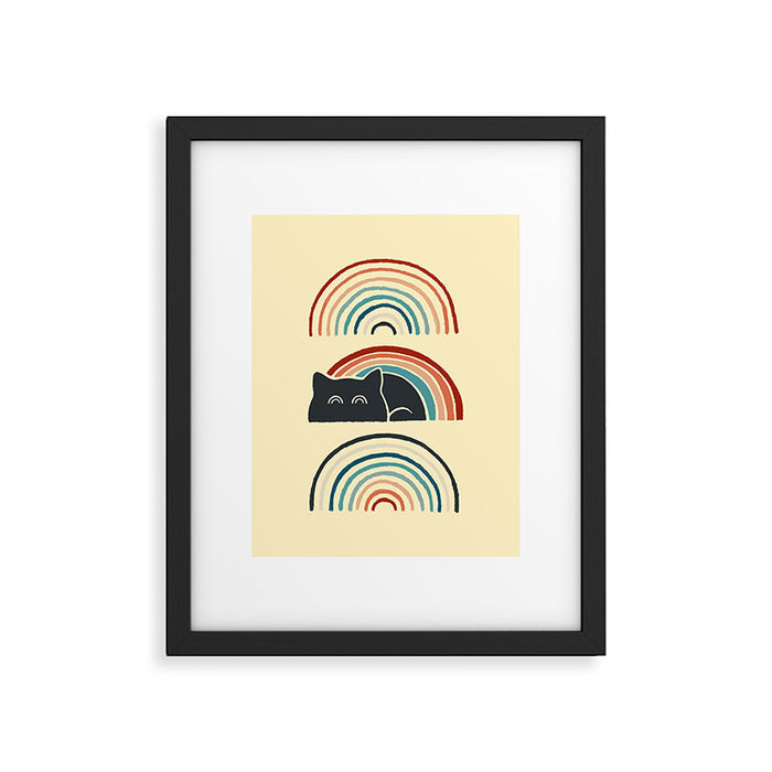 Abstraction minimal cat 8d rainbow meow Framed Art Print Gallery Image 1