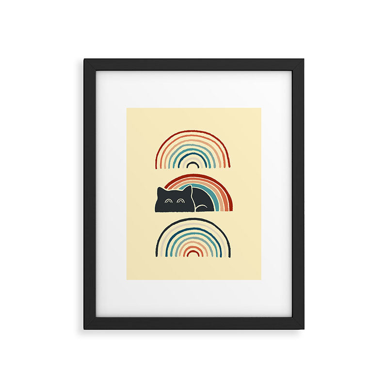 Abstraction minimal cat 8d rainbow meow Framed Art Print Gallery Image 6