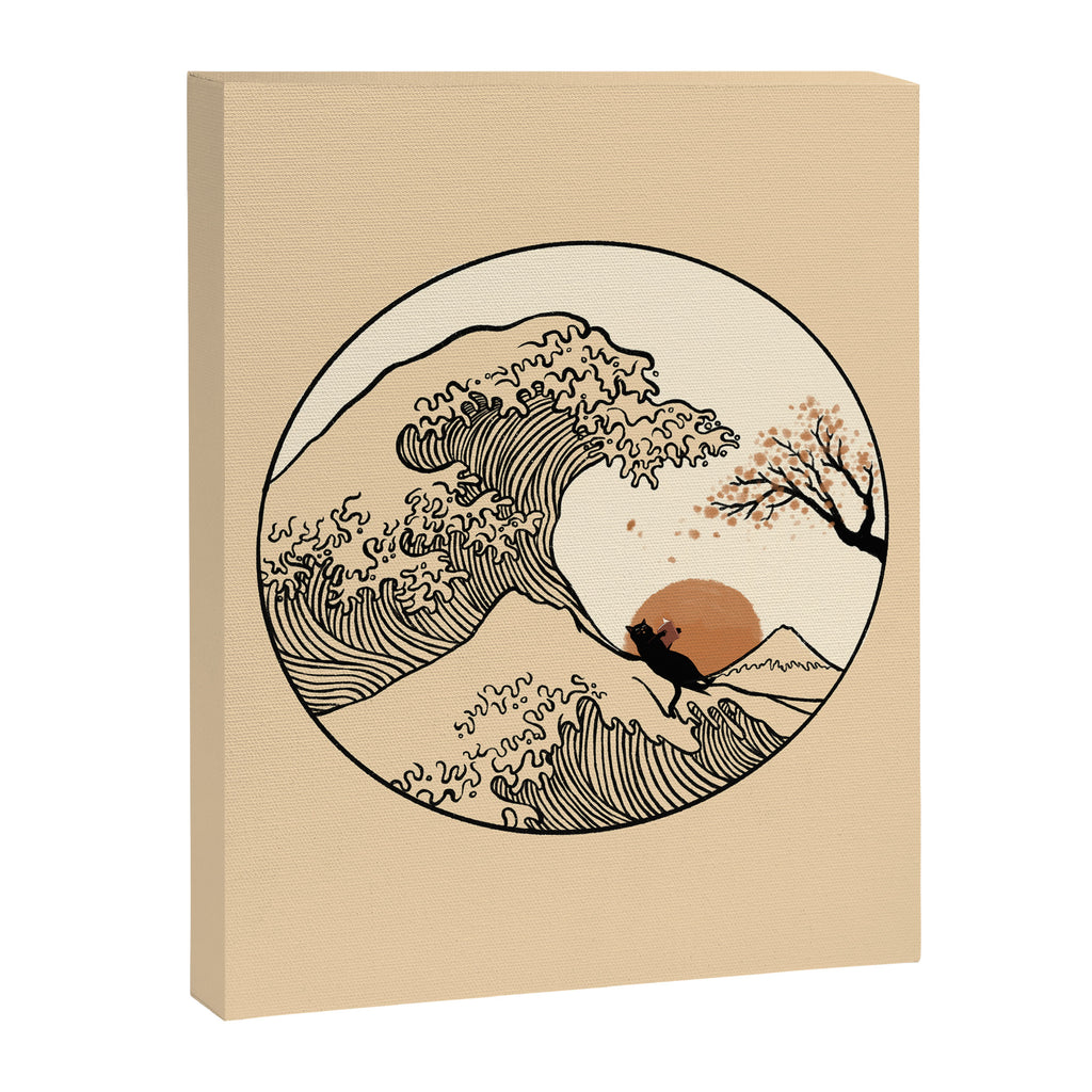 Autumn Tree spring fall Great Wave cat reading Canvas Print Gallery Image 8