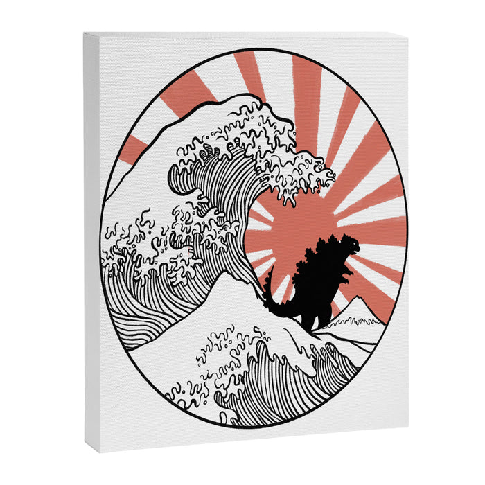 Godzilla Rising Sun The Great Wave  Canvas Print Gallery Image 1