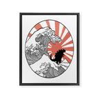 Godzilla Rising Sun The Great Wave  Framed Canvas Print Gallery Image 8