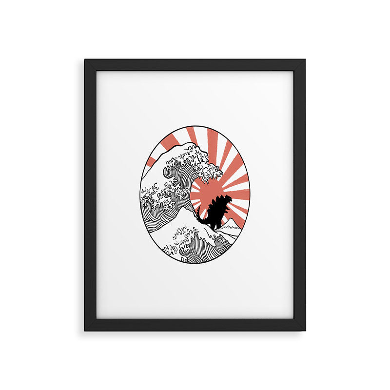 Godzilla Rising Sun The Great Wave  Framed Art Print Gallery Image 6