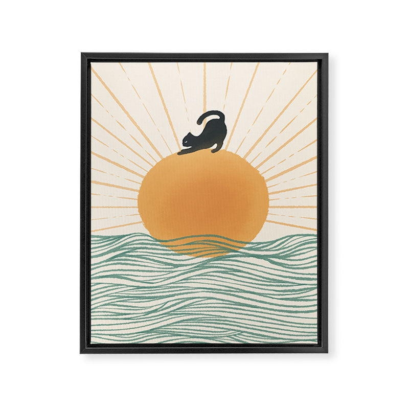 Good Morning Meow 7 Sunny Day Ocean  Framed Canvas Print Gallery Image 8