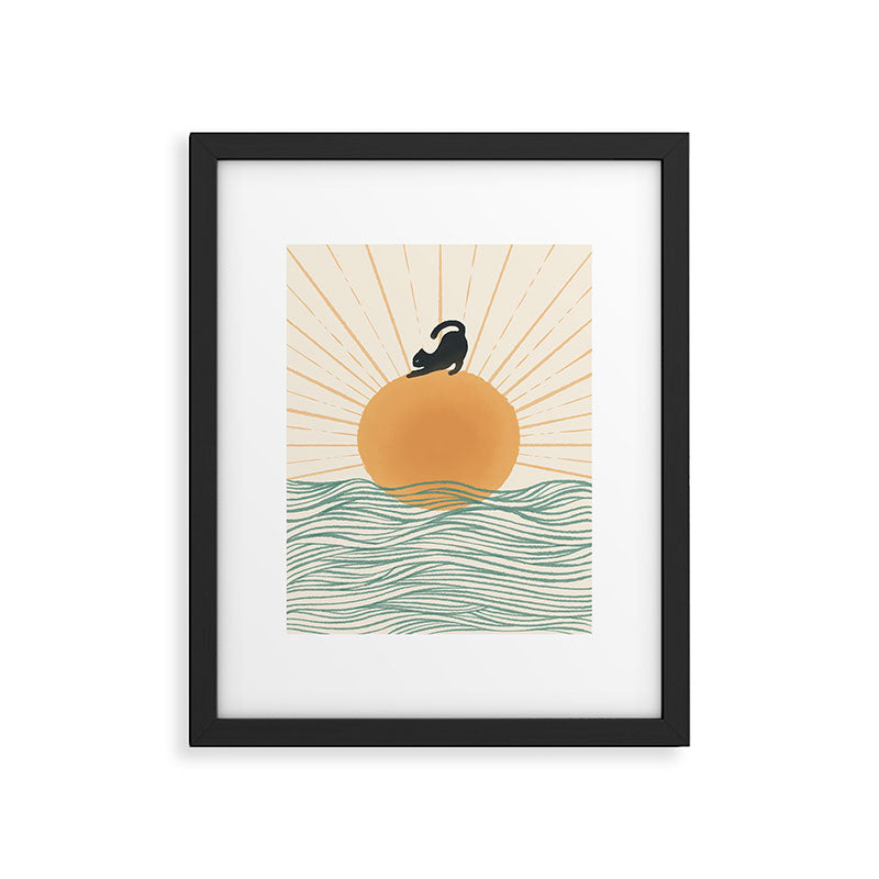 Good Morning Meow 7 Sunny Day Ocean  Framed Art Print Gallery Image 1