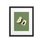 Happy go Lucky Cat 4r relax enjoy coffee on chair Framed Art Print Gallery Image 6