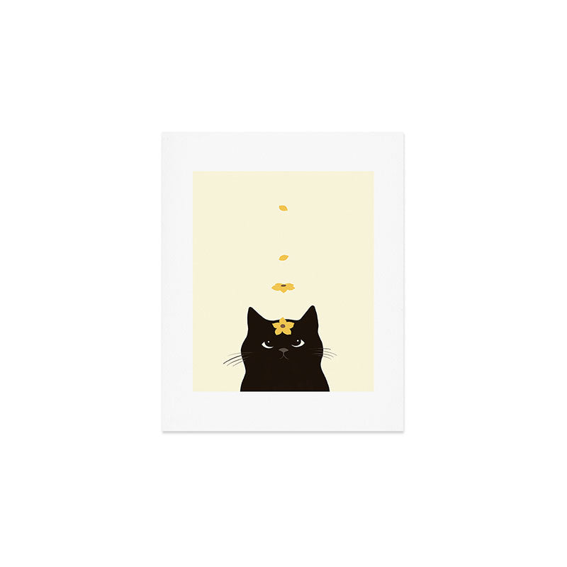 Hidden cat 20 spring yellow flower Art Print Gallery Image 1