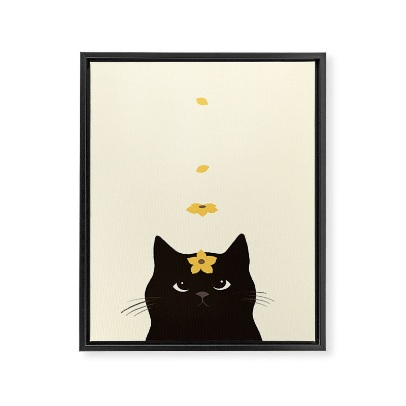 Hidden cat 20 spring yellow flower Framed Canvas Print Gallery Image 6