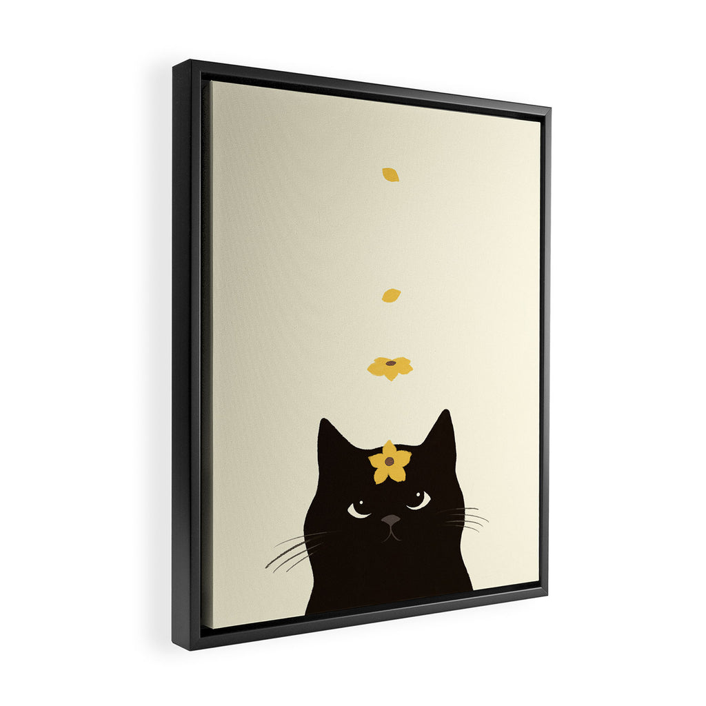 Hidden cat 20 spring yellow flower Framed Canvas Print Gallery Image 2