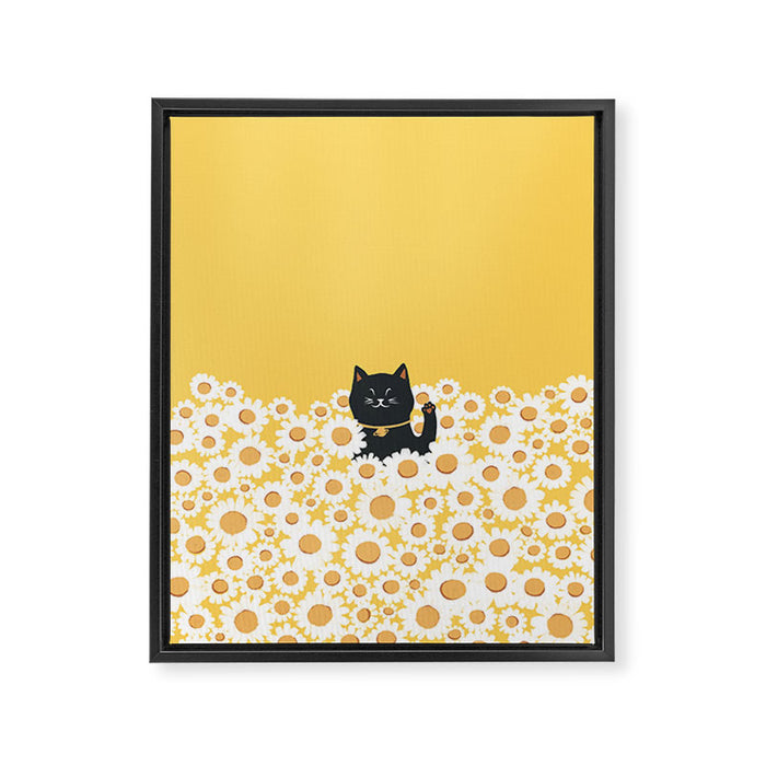 Hidden cat 23 hello annyeong Framed Canvas Print Gallery Image 1