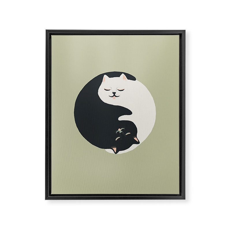 Hidden cat 26 yin yang hug Framed Canvas Print Gallery Image 8
