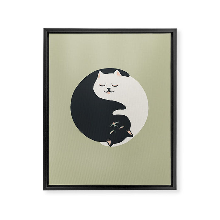 Hidden cat 26 yin yang hug Framed Canvas Print Gallery Image 1