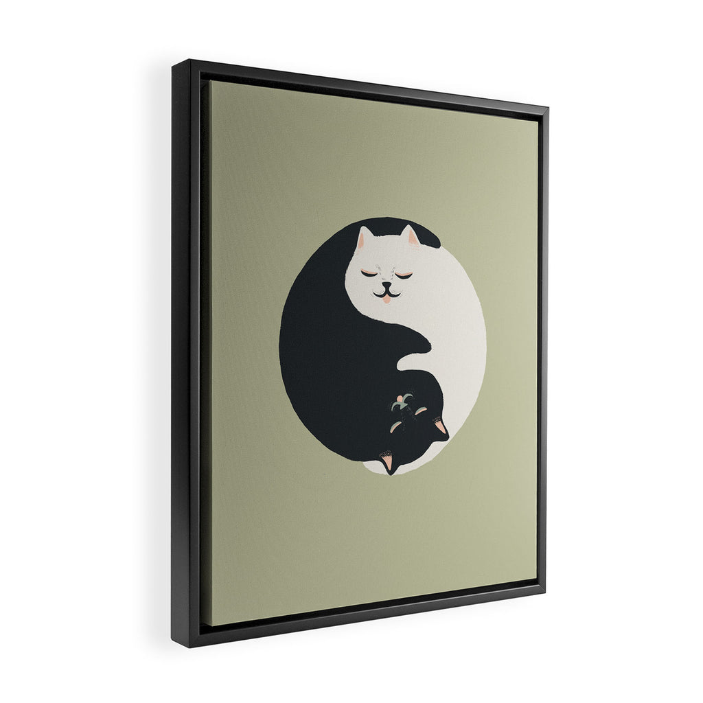 Hidden cat 26 yin yang hug Framed Canvas Print Gallery Image 2
